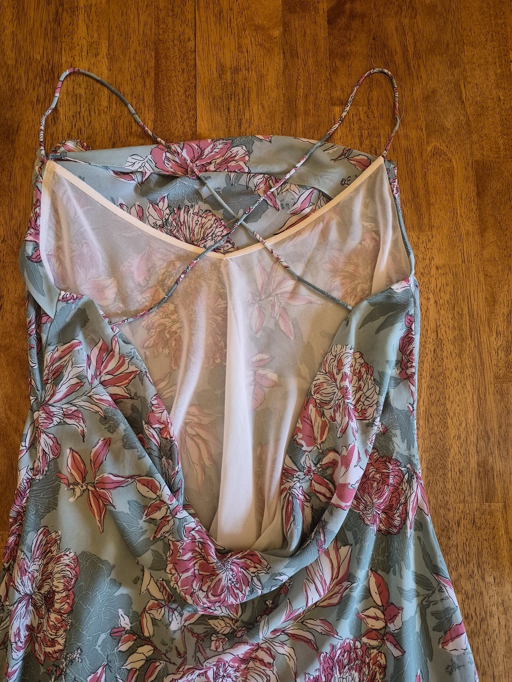 Floral Slip Midi Dress With Open Back in Sage and Pink - Picture 8 of 9